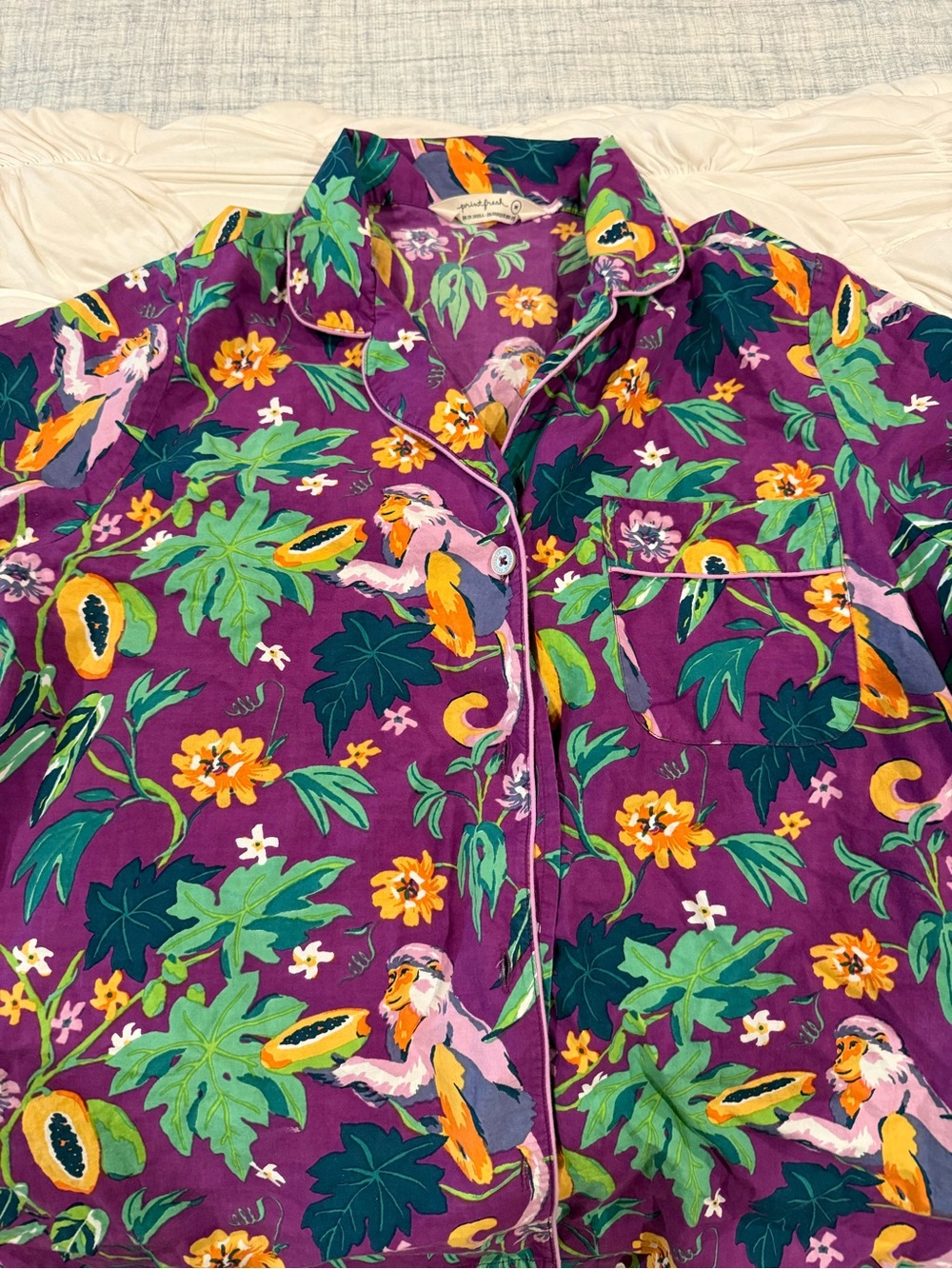Print Fresh Women’s Pajama Set in Vibrant Purple Tropical Print